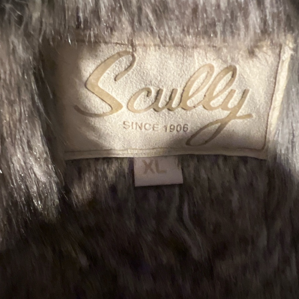 Skully Cream Tan Faux Shearling Vest with Fur Collar M - Picture 5 of 8